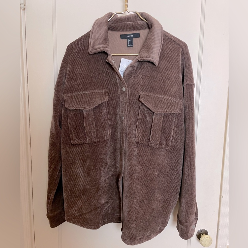 Forever 21 Corduroy Look / Velour Feel Shacket- NWT